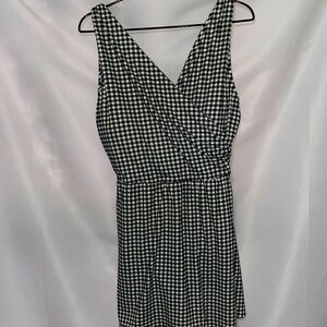 Lands' End Black and White Gingham WO SIZE 18 ONE PIECE BATHING SUIT EUC‎ CLEAN